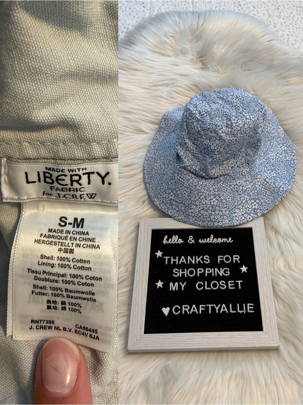 J. Crew x Liberty London Blue Floral Bucket Hat